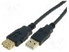Cablu USB A mufa, USB A soclu, USB 2.0, lungime 5m, negru, VCOM - CU202G-B-050-PB