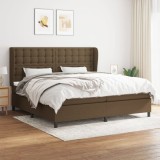 Cumpara ieftin Pat box spring cu saltea, maro &icirc;nchis, 200x200 cm, textil