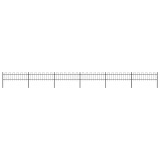 vidaXL Gard de grădină cu v&acirc;rf curbat, negru, 10,2 x 0,6 m, oțel