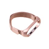 Curea metalica tip plasa pentru bratara fitness Xiaomi Mi Band 3 / 4, cu prindere magnetica-Culoare Roz-Auriu Metalic