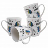 Set 4 cesti 300 ml Alb decor unicorn