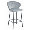Scaun de bucatarie/bar, Artool, Gatta, catifea, otel, argintiu si negru, 43.5x36.5x90.5 cm, Leobert
