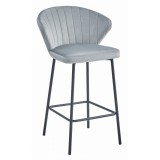 Scaun de bucatarie/bar, Artool, Gatta, catifea, otel, argintiu si negru, 43.5x36.5x90.5 cm, Leobert