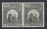 ROMANIA 1941 LP 144 MONUMENTE ISTORICE VALOAREA 3 LEI VERDE OLIV PERECHE EROARE ULTIMUL A DIN DRAGOMIRNA FARA LINIUTA TIMBRU DIN STANGA STARE MNH