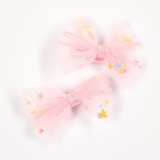 Set 2 agrafe de par cu fundita roz din tull