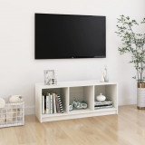 Comodă TV, alb, 104x33x41 cm, lemn masiv de pin, vidaXL