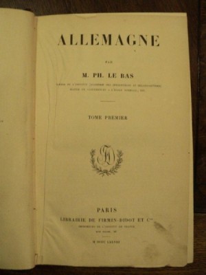 Allemagne, Germania Ph. Le Bas, Tom I, Paris 1878 foto