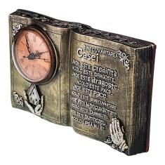 Decoratiune din rasina in forma de carte cu ceas si &quot;Binecuvantarea casei&quot; si