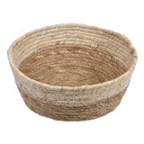 Coș Depozitare Rotund, Fibra de Porumb, Diametru 26 cm, &Icirc;nălțime 10.5 cm, Maro și Bej, Oem