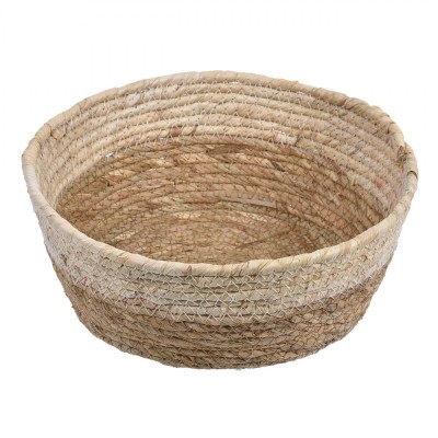 Coș Depozitare Rotund, Fibra de Porumb, Diametru 26 cm, &amp;Icirc;nălțime 10.5 cm, Maro și Bej foto