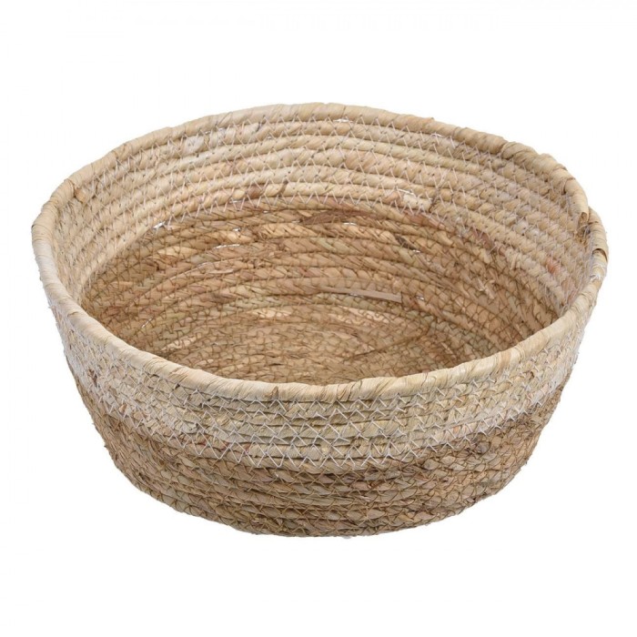 Coș Depozitare Rotund, Fibra de Porumb, Diametru 26 cm, &Icirc;nălțime 10.5 cm, Maro și Bej