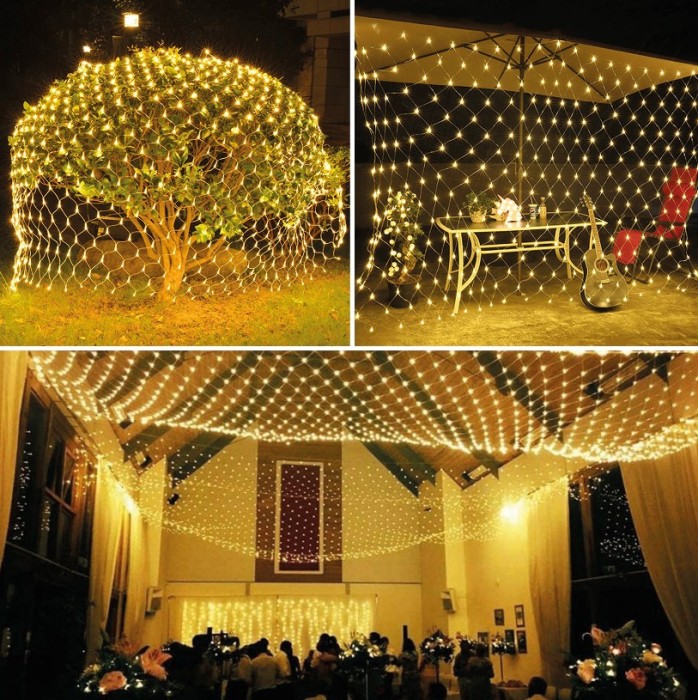 Plasă luminoasă LED - 100 LEDuri alb-cald - 1.5 x 1.5 m - 230V - cu telecomandă