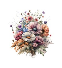 Sticker decorativ Buchet de Flori, Multicolor, 60 cm, 3579ST foto