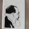 Tablou Iosif Ross,portret Mihail Kogalniceanu,tus,11x7 cm,inramat cu paspartout