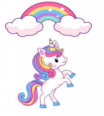 Sticker decorativ Unicorn, Multicolor, 90 cm, 1235-1ST foto