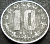 Moneda istorica 10 GROSCHEN - AUSTRIA, anul 1949 * cod 814, Europa, Zinc
