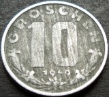 Moneda istorica 10 GROSCHEN - AUSTRIA, anul 1949 * cod 814, Europa, Zinc