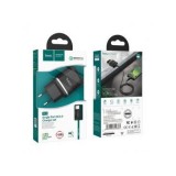 INCARCATOR RETEA, ADAPTOR PRIZA HOCO N3, 18W, QC 3.0, 1XUSB, CU CABLU DE DATE TYPE-C, NEGRU, BLISTER