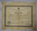 Brevet Medalia Jubilara ( Jubiliara ) Carol I / 1906 Soldat din Costisa Neamt