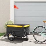 VidaXL Remorcă pentru biciclete, negru și galben, 45 kg, fier