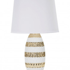 Lampa de masa, Glam Mix, Mauro Ferretti, 1 x E27, 40W, Ø33 x 50 cm, ceramica/fier/textil, alb/auriu