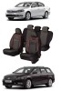 Set huse scaune piele si textil VW PASSAT B7 (2010-2015) Negru -Rosu, Umbrella