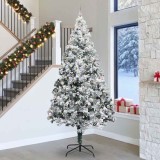 vidaXL Brad de Crăciun cu lumini decorative cu coarde Alb 300 cm PVC 3394805