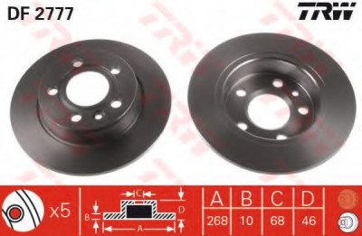 Disc frana VW SHARAN (7M8, 7M9, 7M6) (1995 - 2010) TRW DF2777 foto