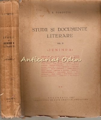 Studii Si Documente Literare II - I. E. Toroutiu - 1932 foto