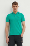 EA7 Emporio Armani tricou polo barbati, culoarea verde, cu imprimeu