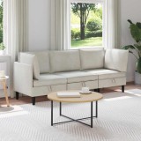 vidaXL Set de mobilier pentru living cu pernă 3 pcs Crem Catifea 3413763