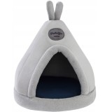 Casuta culcus pentru pisici si caini de talie mica si medie,design tip cort tipi,material moale din catifea si bumbac,usor de curatat si intretinut