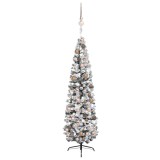 Brad Crăciun artificial pre-iluminat, set globuri, verde 210 cm