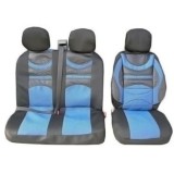 2+1 Universal Huse Scaune cu Suport lombar pentru Microbuze Negru Albastru Piele Textile