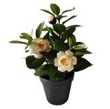 Planta artificiala cu flori SLPCH-03, in ghiveci, roz + verde, 33 cm