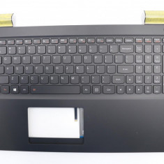 Carcasa superioara cu tastatura palmrest Laptop, Lenovo, IdeaPad 700-15ISK Type 80RU, 5CB0L03571, iluminata, neagra, layout US