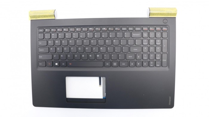 Carcasa superioara cu tastatura palmrest Laptop, Lenovo, IdeaPad 700-15ISK Type 80RU, 5CB0L03571, iluminata, neagra, layout US