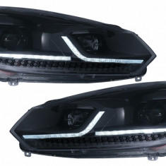 Faruri LED VW Golf 6 VI (2008-2013) Facelift G7.5 Design Negru Semnalizare Secventiala LHD Performance AutoTuning