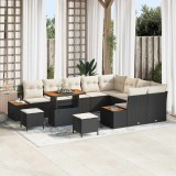 Cumpara ieftin Set canapea grădină 12 piese, rattan negru, lemn de acacia