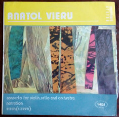 DISC LP RCM: ANATOL VIERU-CONCERTO FOR VIOLIN,CELLO&amp;amp;ORCH/NARRATION/SCREEN (1984) foto