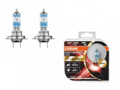 Set 2 Becuri Auto Halogen Osram Night Breaker Laser 200 64210NB200-HCB H7 12V 55W Performance AutoTuning foto