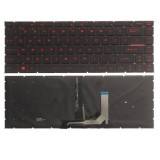 Tastatura Laptop, MSI, Modern PS63, MS-16S1, MS-16S2, iluminata, rosie, layout US
