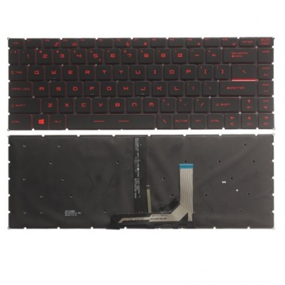 Tastatura Laptop, MSI, GF63 MS-16R1, MS-16R3, MS-16R4, MS-16R5, 8RC, 8RD, iluminata, rosie, layout US foto