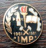 INSIGNA ROMANIA - INSTITUTUL DE MINE PETROSANI - IMP 1961-1981, COMEMORATIVA
