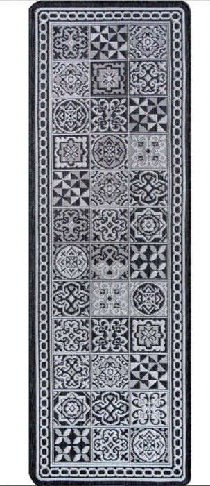 Covor Model Flex 19632, 80, Marime 75 x 200 cm, Gri, Inaltime Fir Tesatura plata, Antialergic, Polipropilena, Bucatarie