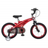 Cumpara ieftin Bicicleta Copii Rich Baby W1639D, roti 16inch, cadru aliaj magneziu, frana C-Brake, roti ajutatoare, 4-6 ani, (Rosu/Negru)