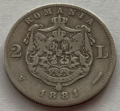 2 Lei 1881 Argint, Romania, V/VF foto