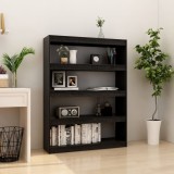 Bibliotecă/Separator cameră negru 100x30x135,5 cm lemn de pin