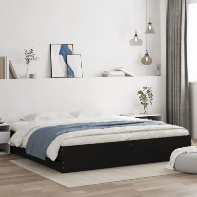 vidaXL Cadru de pat cu sertare, negru, 180x200 cm, lemn prelucrat 3207253 foto