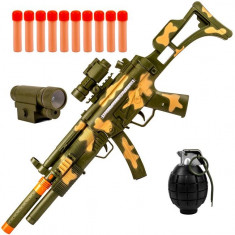 Arma interactiva de jucarie pentru copii, model mitraliera cu grenada si binoclu, 102 cm foto